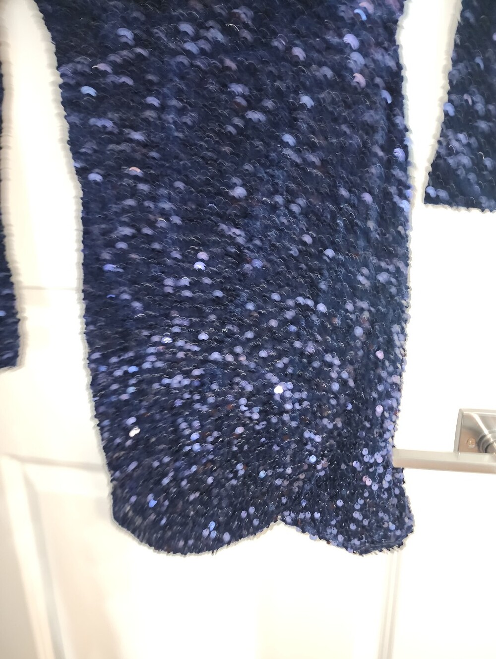 All in Favor Navy Asymmetrical Sequin Dress - Picture 7 of 9